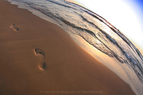 Footsteps On Beach Sand