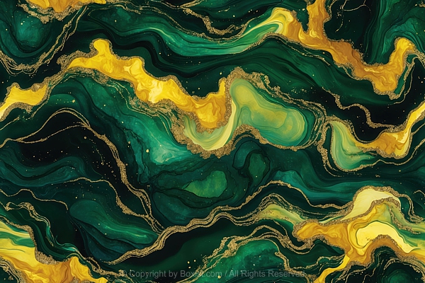 Vibrant Mix Colors Of Green And Gold On Marble Acrylic Background