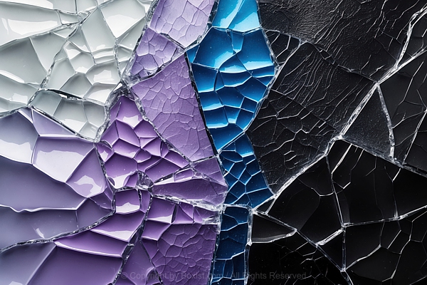 Broken Glass With Purple And Blue And Black Texture