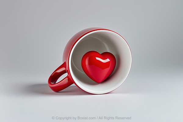 Empty Red Mug With Heart Inside It