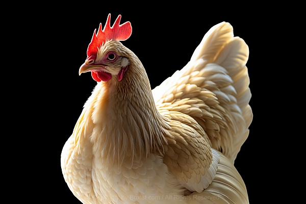 Beautiful Chicken Portrait Against Black Background