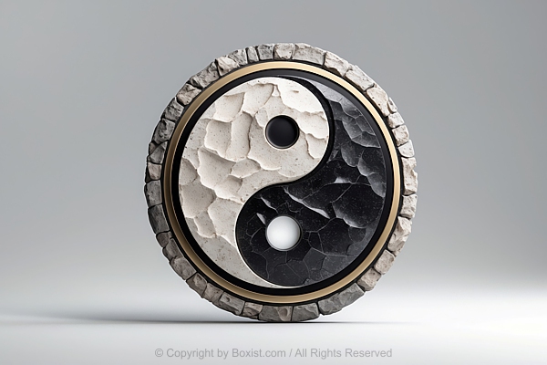 Stone Textured With Yin Yang Symbol