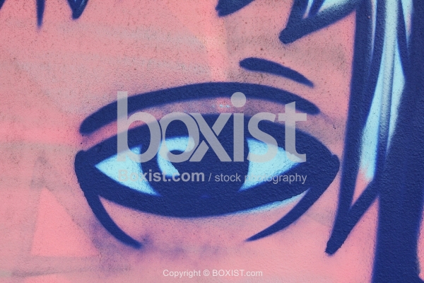 Eye Graffiti on Pink Wall