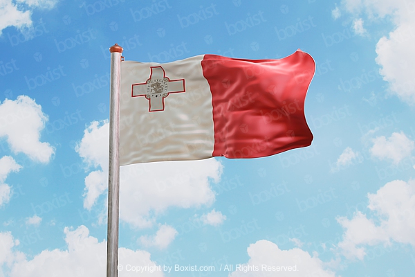 Malta Flag Waving On Blue Sky