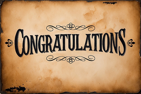 Congratulation Written On Old Vintage Paper Parchment