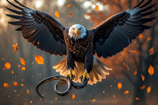 Bald Eagle With Snake In Its Claws