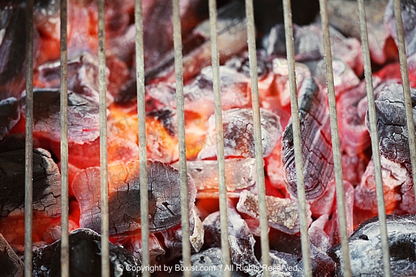 Burning Coal and Metal Grill