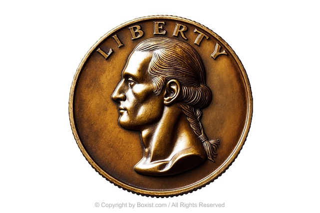 Vintage Liberty Coin With Person Head Portrait