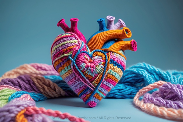 Crochet Colored Yarn Of Human Love Heart Shape
