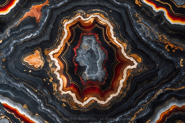 Dark Gray Grainy Agate Marble With Luxury Colored Annual Rings Texture