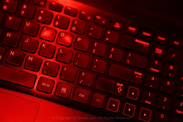 Computer Keyboard In Red Light