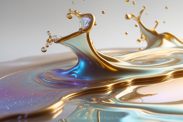 Close Up Of Colorful Metallic Liquid Splash