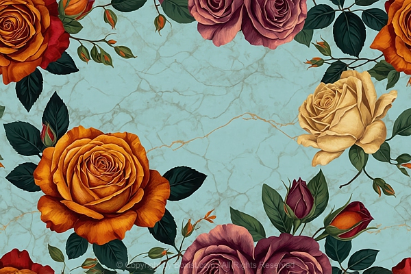 Colored Roses Drawing Design Background