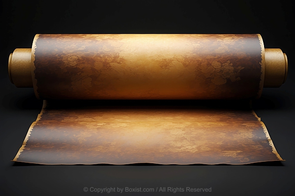 Large Rolled Vintage Scroll On Black Background