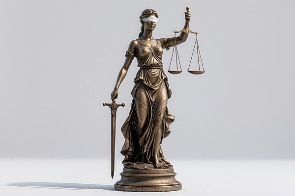 Lady Justice Statue Holding Scales And Sword
