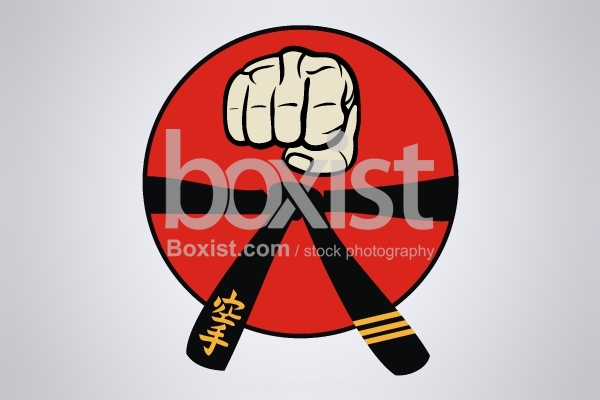 Karate Belt and Fist Logo