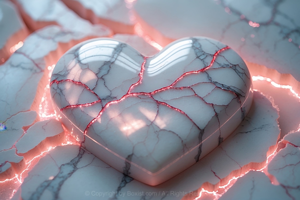 Cracked Marble Stone Love Heart Digital Art