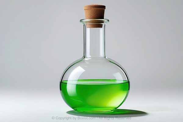 Laboratory Flask Glass Filled With Green Liquid