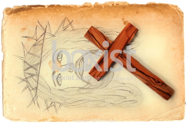 Jesus Face Sketch on Old Paper