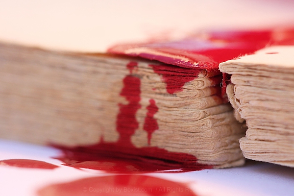 Red Blood On Old Book Pages