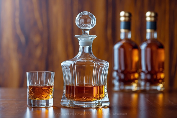 Clear Glass Decanter Filled With Whiskey
