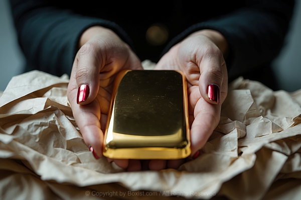 Two Cupped Hands Holding Gold Bar