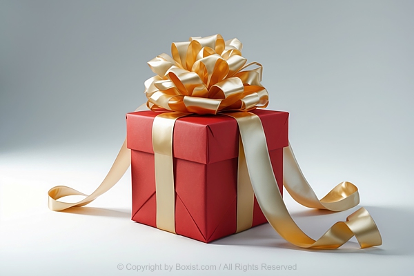 Red Gift Box Wrapped With Gold Ribbons