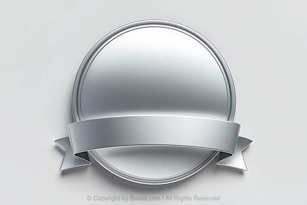 Silver Circular Emblem With Ribbon Banner