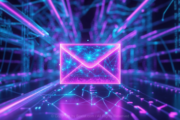 Glowing Mail Vibrant Digital Envelope Floating