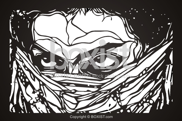 Masked Face with Angry Eyes