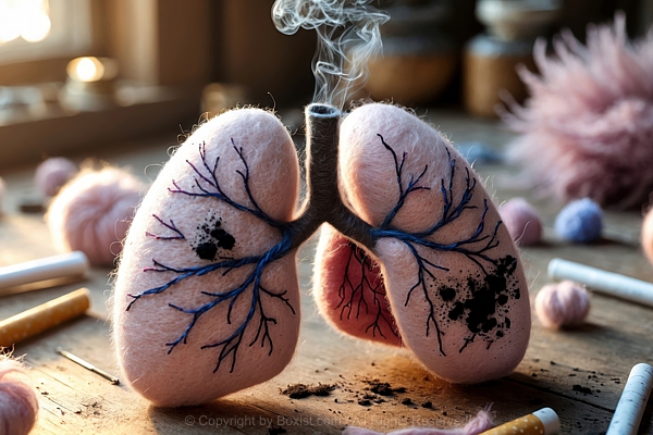 Needle Felted Lungs With Smoke And Black Stains