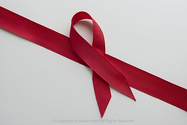 Red Ribbon Symbol On Bright Background
