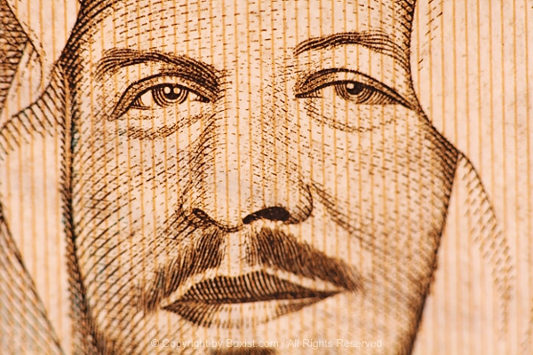 Macro Closeup Of King Abdullah II’s Portrait On Fifty Jordanian Dinar