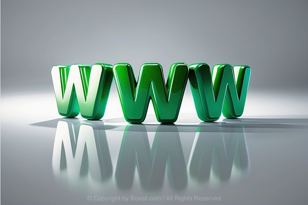 The Letters WWW In Vibrant Green With Glossy Finish 3d Text Style