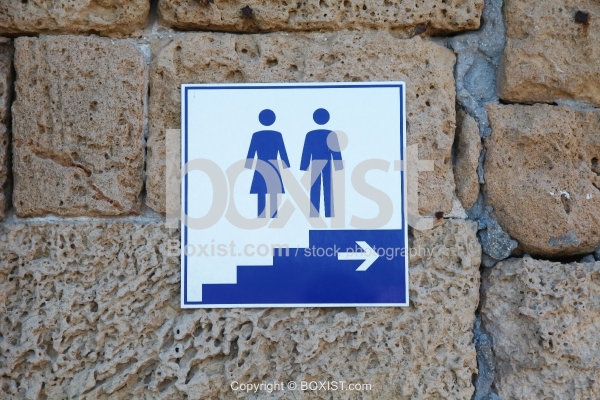 Toilets Stairs Up Sign