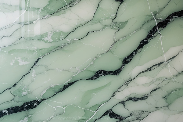 Luxurious Marble Surface Of Light Green Hues With Black And White Veins
