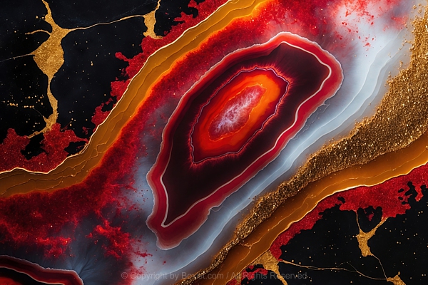 Red Hues And Gold Colored Agate Stone Texture