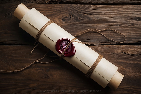 Scroll Letter Tied And Sealed With Wax