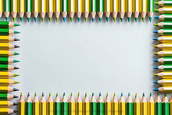Rectangular Frame Composed Of Pencils Arranged