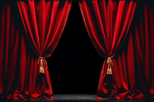 Draped Theater Red Curtains Backdrop