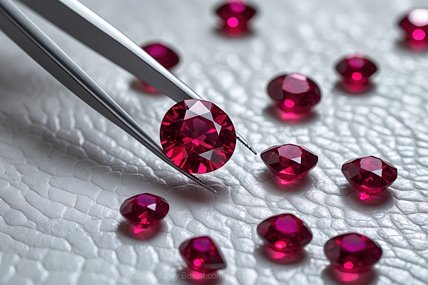 Holding Red Ruby With Pair Of Tweezers