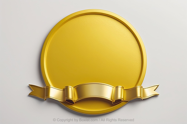 Blank Circular Gold Emblem With Ribbon Banner