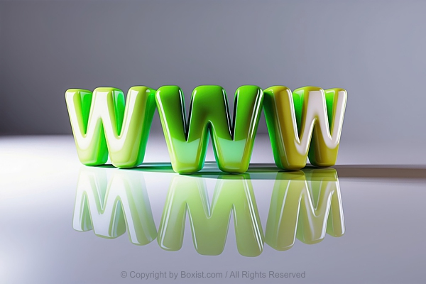 Vibrant Green With Glossy Finish Of The Letters WWW In 3D Text Style