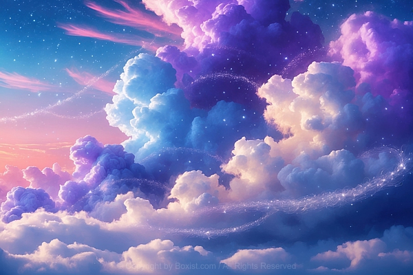 Vibrant Whimsical Dreamy Colorful Clouds