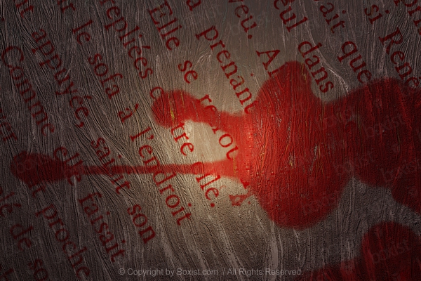 Red Ink On Printed Grunge Page