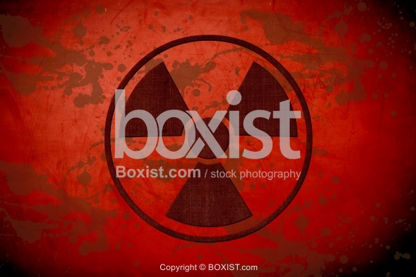 Radioactive Sign on Red Grunge Background