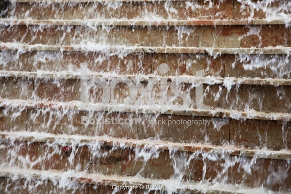 Rain Water Flowing Over Stones Stairs