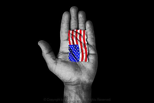 American Flag On Open Palm Hand
