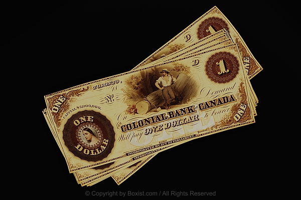 Vintage Banknotes Of One Canadian Dollar From Year 1859