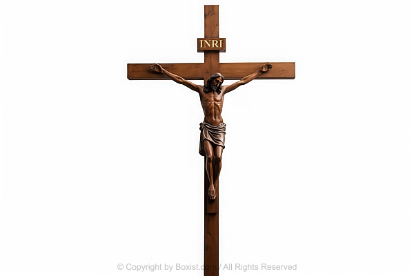 Jesus On Wooden Cross With Inri On Top Digital Art Design